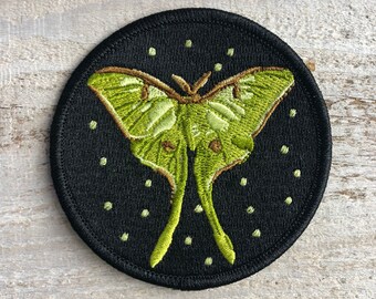 Luna Moth Patch, Nature Patch, Explore Patch, Backpack Patch, Hiking Patch, Wilderness Patch, Embroidered Patch, Iron On Patch, Sew On Patch