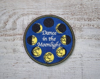 Embroidered Patch, Moon Patch, Iron On Patch, Sew on Patch, Circle Patch, Gift for Teenager, Dance Moonlight, Moon Phases, Solstice Patch