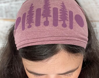 Forest Grill, Pine Tree, Headband, Car Grill, Purple, Yoga Band, Hiking Band, Wide Band, Jersey Cotton, Hiker, Nature Lover