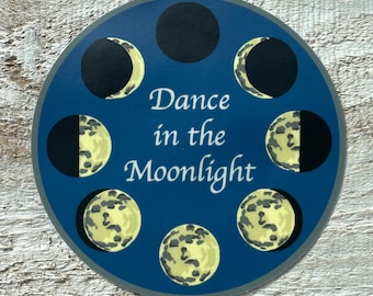 Moon Phase, Computer Sticker, Water Bottle Sticker, Dance in the Moonlight, Full Moon, New Moon, Dishwasher Safe, Weatherproof