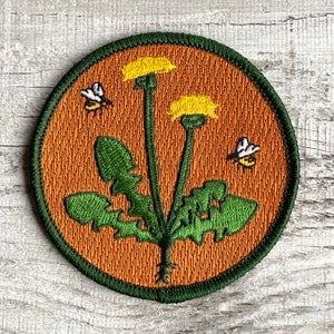 Dandelion Patch, Honey Bee, Nature Patch, Explore Patch, Hiking Patch, Wilderness Patch, Embroidered Patch, Iron On Patch, Sew On Patch