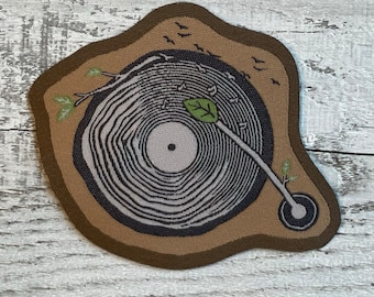 Écusson pour tourne-disque, mélomane, vinyle, moignon, écusson nature, écusson de randonnée, écussons de voyage, jeu de patchs, écusson tissé, écusson à repasser, écussons