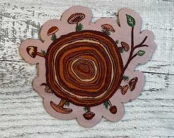 Mushroom Patch, Woven Patch, Stump Patch, Nature Patch, Hiking Patch, Travel Patches, Patch Game, Nature Gift, Iron On Patch, Patches