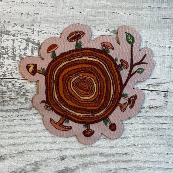 Mushroom Patch, Woven Patch, Stump Patch, Nature Patch, Hiking Patch, Travel Patches, Patch Game, Nature Gift, Iron On Patch, Patches