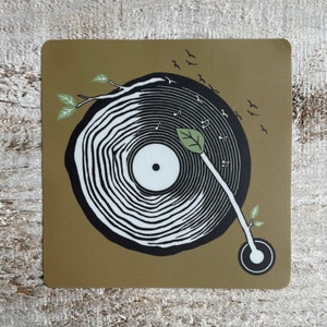Stump Record, Record, Nature Sticker, Computer Sticker, Water Bottle Sticker, Vinyl, Dishwasher Safe, Weatherproof