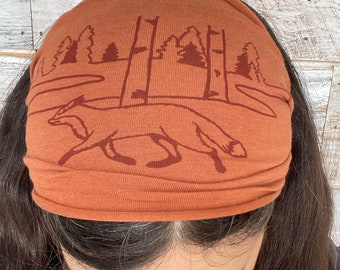Fox, Birch Trees, Headband, Rust, Yoga Band, Hiking Band, Wide Band, Jersey Cotton, Hiker, Nature Lover, Forest Animal,