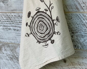 Mushroom, Woodland, Tea Towel, Dish Towel, Flour Sack Cotton, Chef Gift, Housewarming Gift, Nature Lover