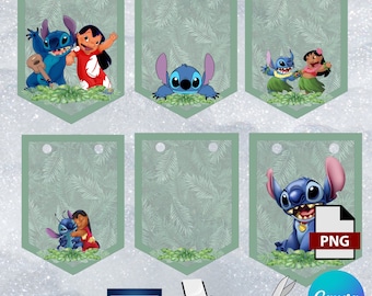 Stitch Banner for Kids Party - Birthday Decorations - png - Stitch Printable Party Supplies