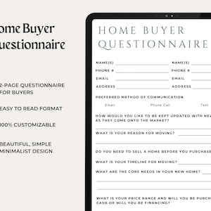 Home Buyer Questionnaire | Real Estate Buyer Consultation Guide