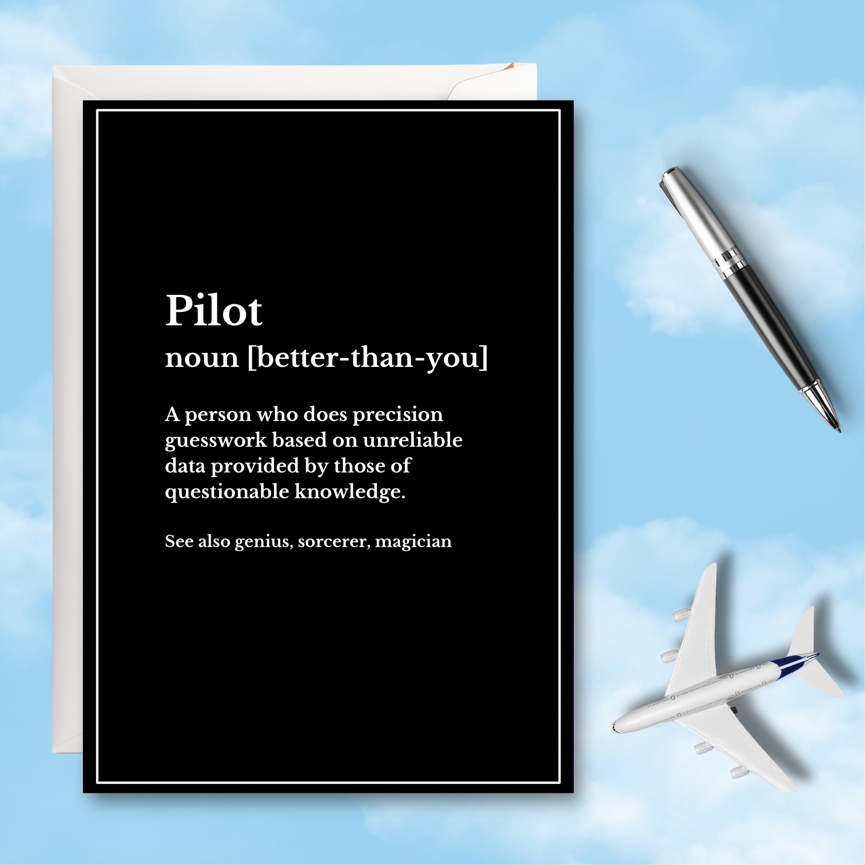 Pilot English Dictionary Noun, Pilot Card, Funny Pilot Card, Happy Birthday  Card, Pun Card, Aviation Card, Pilot Birthday Card, image size:3000x3000