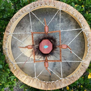 Medicine Wheel Shaman Frame Drum - made with honor in a sacred and traditional way.