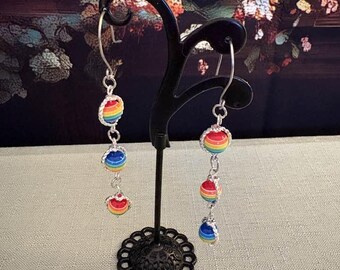 Rainbow Pride Earrings | LGBTQ+ Handmade Drop Earrings | Stainless Steel Jewelry