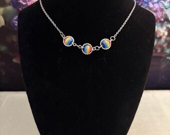Pride Jewelry Set | Rainbow Necklace Bracelet & Earrings| LGBTQ+ Handmade Jewelry |