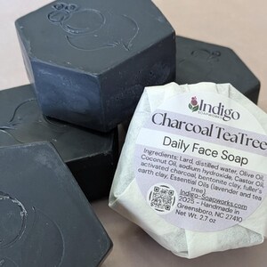 Charcoal Tea Tree Face Soap: Handmade All-Natural Cold Process Bar