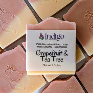 Grapefruit & TeaTree bar soap - all-natural, handmade for body and face, small batch, cold process soap.