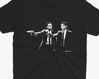 Camiseta estilo Pulp Fiction de Ronaldinho y Lionel Messi