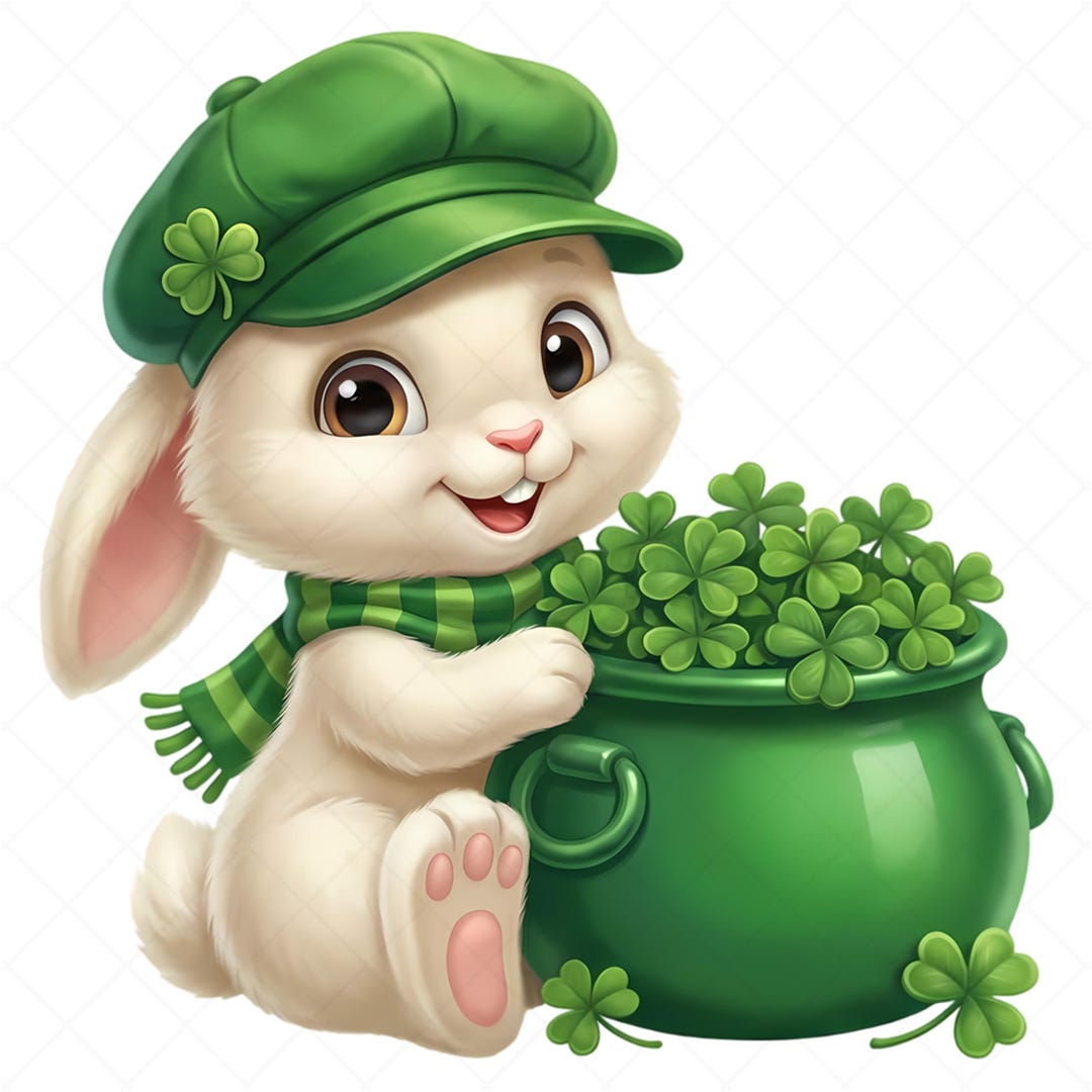 15 St. Patricks Day Bunny Pngs, Cute Irish Rabbit Clipart, Lucky ...