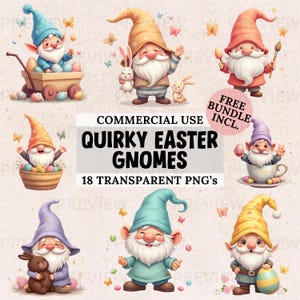 Watercolor Easter Gnomes Clipart: Whimsical Spring PNG Designs (Digital Download)