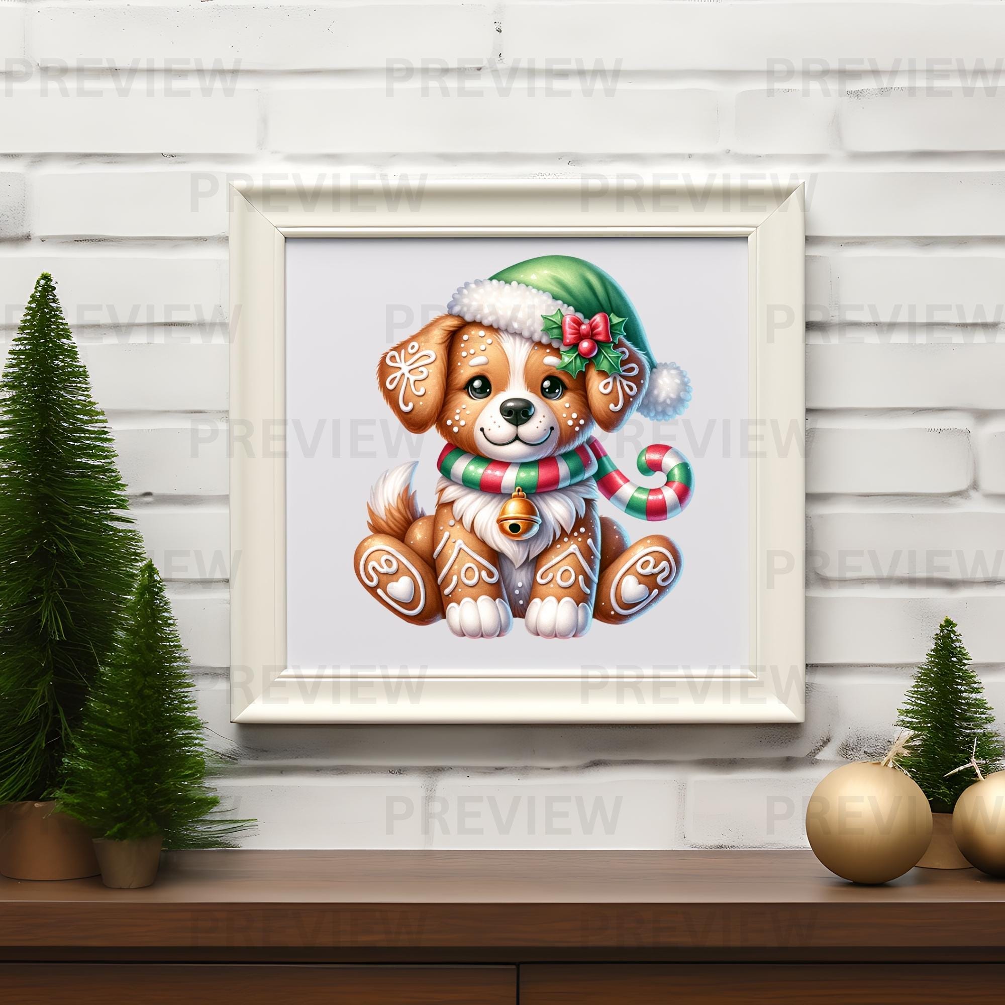 Watercolor Gingerbread Dog Clipart: Christmas Puppy PNG SVG JPG ...