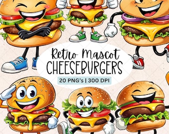 バーガー漫画マスコットイラストデザインキャラクター - Etsy 日本