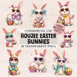 Watercolor Easter Bunny Clipart: Boujee PNG Bundle (Digital Download)