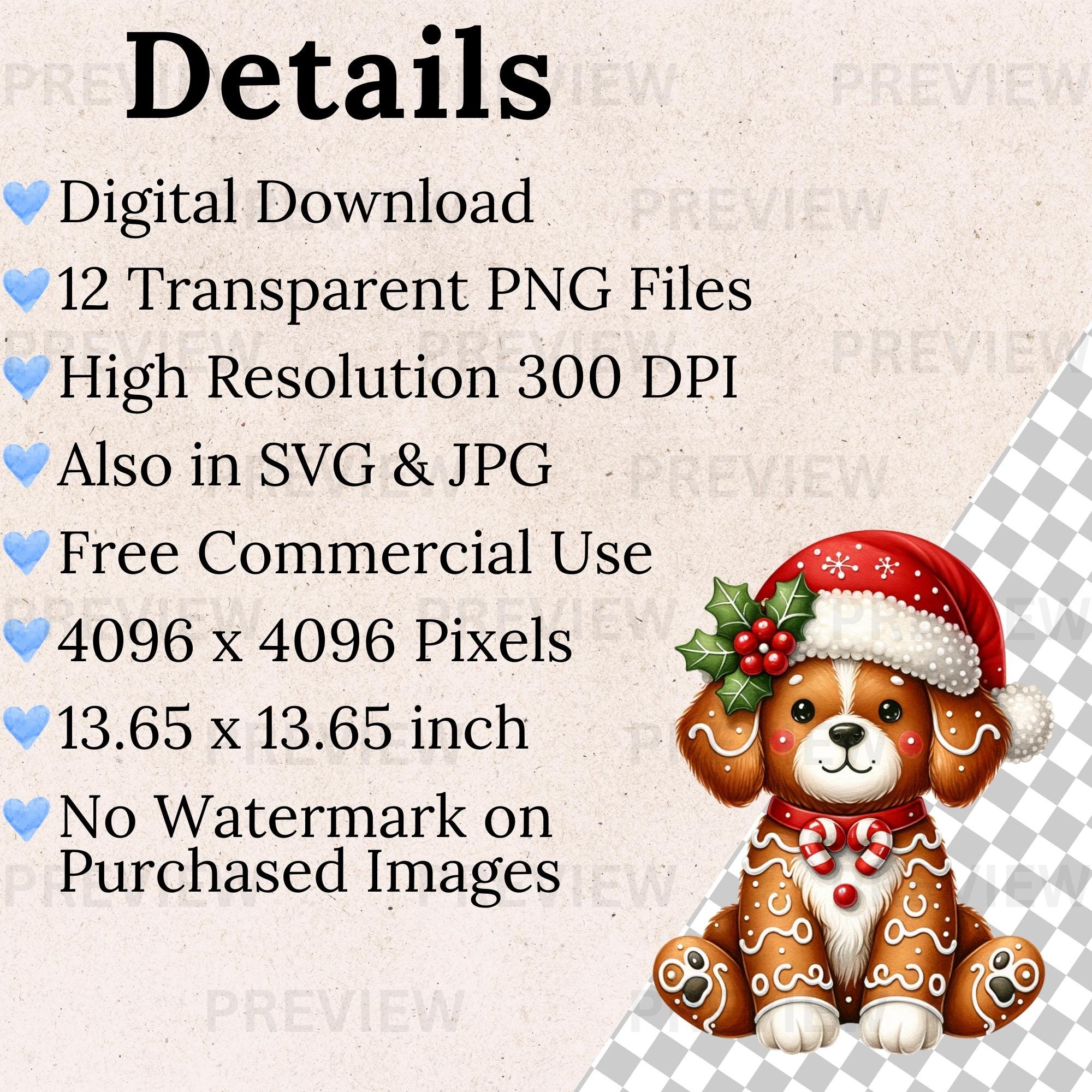 Watercolor Gingerbread Dog Clipart: Christmas Puppy PNG SVG JPG ...