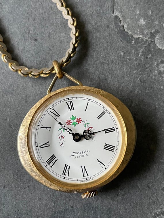 Unique Vintage Sprifu Ladies Mechanical Necklace Watch 1960s