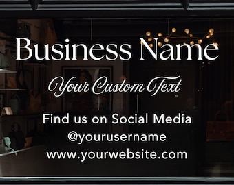 Personalized Business Window Decal | Your Company Name Vinyl Decal | Custom Storefront Sticker | QR Code Office Window Door Lettering Sign