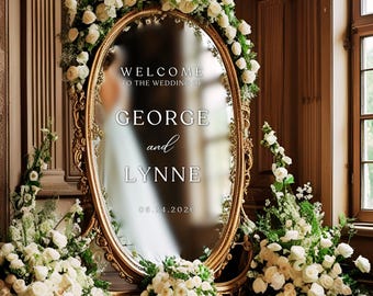 Custom Wedding Welcome Sign - Customizable Names and Date - Mirror, Glass, Acrylic Decal - To the Wedding of - Reception - Ceremony - Event