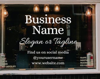 Customizable Business Decal / Custom vinyl lettering door sign / Outdoor window stickers / Personalized storefront logo, text, QR, variable