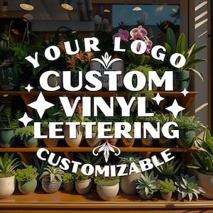 Customizable Vinyl Decals - Company Name or Logo - Custom Business Window Lettering - Personalized Sign - Socials, Website, Hours, QR Code