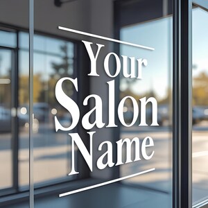 DIY Salon Window Decal - Your Company Name or Logo - Custom Business Vinyl Lettering - Personalized Door Sign - Socials, Website, Hours, QR