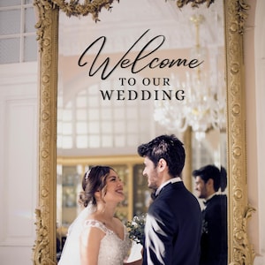 ようこそ私たちの結婚式ビニールデカール、結婚式のミラーサイン、お祝いのためのビニールレタリング、結婚式のウェルカムデコレーション