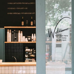 Fully Customizable Window Decal - Your Business Name or Logo - Custom Vinyl Lettering - Personalized Door Sign - Socials, Website, Hours