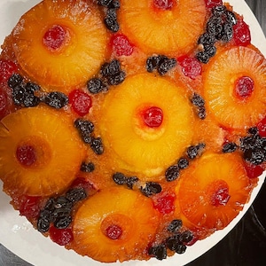 Delicacy Pineapple Upside-Down Cake | Homemade Moist Caramelized Pineapple Cake | Tropical Fruit Dessert |