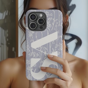 Floral Monogram Phone Case, Personalized Initials Case For iPhone 16 15 14 13 12 Pro Max, Samsung Galaxy S24 S23, Google Pixel Custom Gift