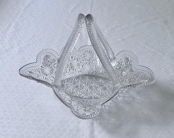 Vintage, Gorgeous Glass Crystal Basket, Beautiful Crystal Glass Basket, Perfect as a Gift!