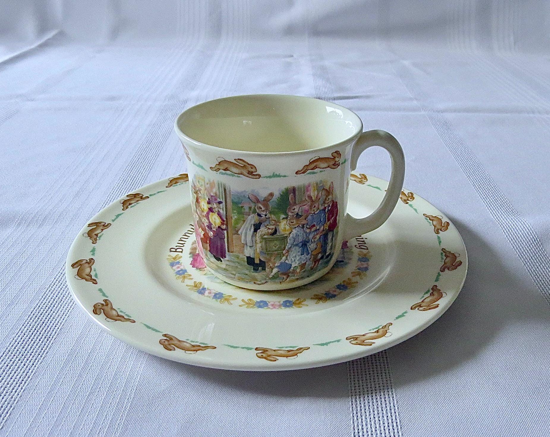 Royal Doulton Beatrix Potter, Bunnykins, Christening, Cup and Plate, Set of  2, Made in England, Fine Bone China, Perfect as a Gift