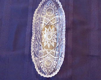 Gorgeous Oval Crystal Dish, Beautiful Crystal Dish, Mint Condition, Candy Dish, Fruit Dish, Perfect as a Gift or Own!