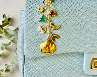 Bag Charm Gold, Custom Bag Charms Chain, Car Keychains, Build Your Own Charm Keychains, Bag Accessories, Purse Charms, Birthday Gift For Her