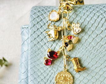Build Your Own Gold Bag Charm Chain, Custom Bag Charms, Car Keychains, Purse Charms, Charm Keychains, Bag Accessories, Birthday Gift For Her