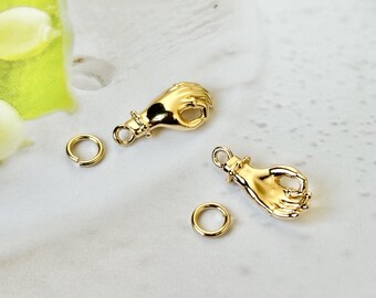 Handcrafted Jewelry Making Accessories, 14K Gold-Coated Pendants, OK Gesture Hand Charm, Findings for DIY Creations 1pc