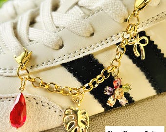 Charms de zapatos personalizados con cadena, crea tu propio charm dorado para zapatillas, charms para cordones de zapatos, charm para zapatos, regalo de cumpleaños para ella o para él
