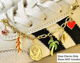 Cadena de dijes para zapatos personalizados, crea tus propios dijes dorados para zapatillas, dijes para cordones, accesorios para zapatos con gemas, joyas con dijes para zapatos, regalo para ella