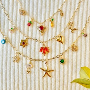 Personalized Charm Necklace, Gold Build Your Own Vintage Chunky Charm Necklaces for Women, Custom Charm Necklaces, Birthday Gift for Her