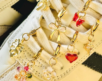 Gold Shoe Charms for Sneakers, Custom Shoelace Charms Set, Dainty Cute Y2K Jewelry, Personalized Shoe Accessories, Gift for Her