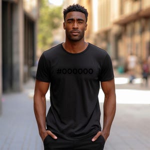 Minimalist Unisex Heavy Cotton Tee - #000000 | Graphic Designer's Black HEX Code shirt