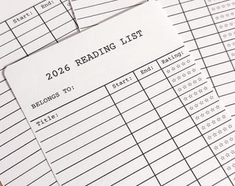 2026 Reading List Logs Set of 3 Bookmarks Reading Journal