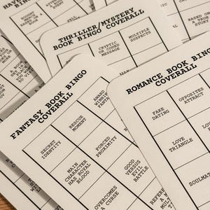 Juego de 6 tarjetas de desafío de lectura de bingo de libros