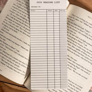 2025 Reading List Logs Set of 3 Bookmarks Reading Journal